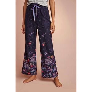 Anthropologie Floreat Parker Sleep Pants Navy Blue Floral Bird Print Pants Small